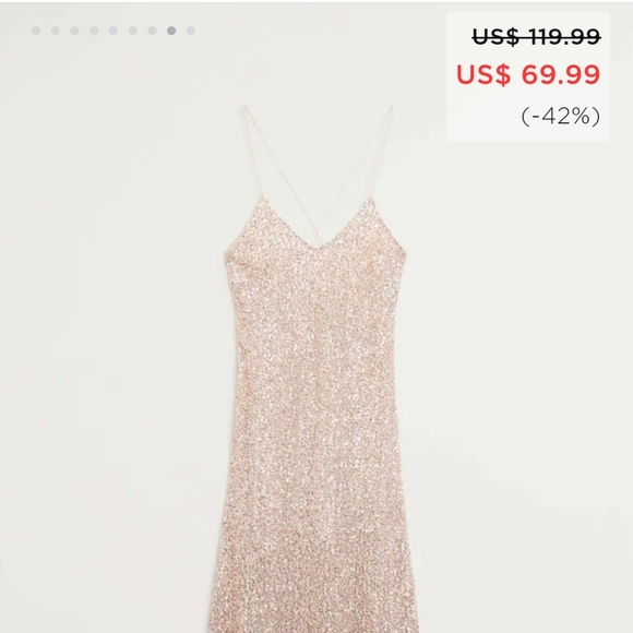 NEW MANGO Asymmetric sequin dress size 4 - Picture 6 of 6